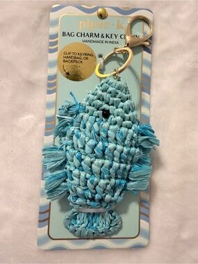 Piper K Blue Woven Beta Fish Bag Charm Keychain